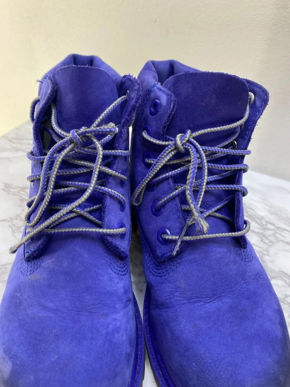 Timberland Boy's Kids Blue Suede Leather Lace Up Boots SZ 2
